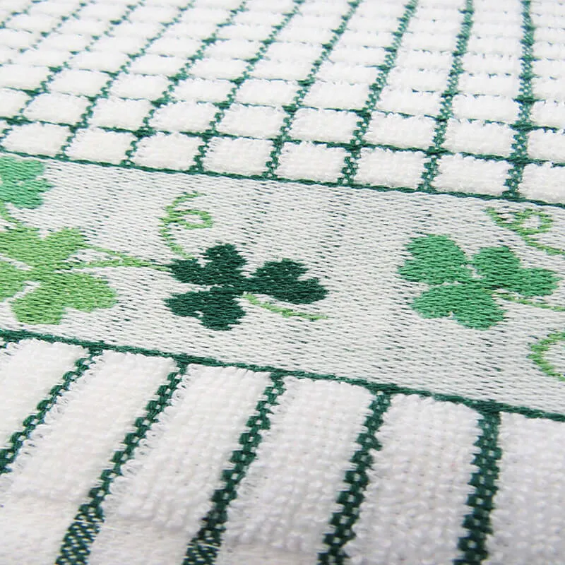 D50649 SHAMROCK Irish Designed Jacquard Tea Towel- Set of 3 Closeup View Design Gaelsong