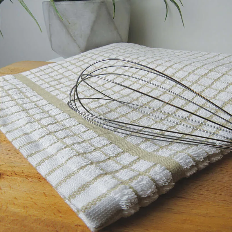 D50650 BEIGE Colour Irish Jacquard Woven Tea Towel Set of 3 Closeup View Gaelsong
