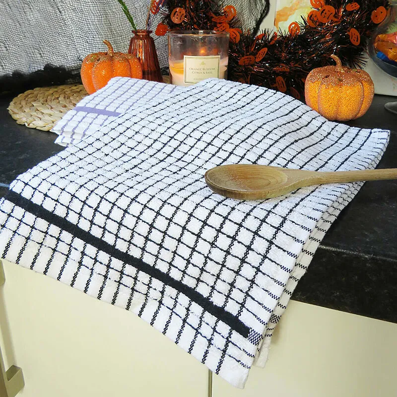 D50650 BLACK Colour Irish Jacquard Woven Tea Towel Set of 3 Gaelsong