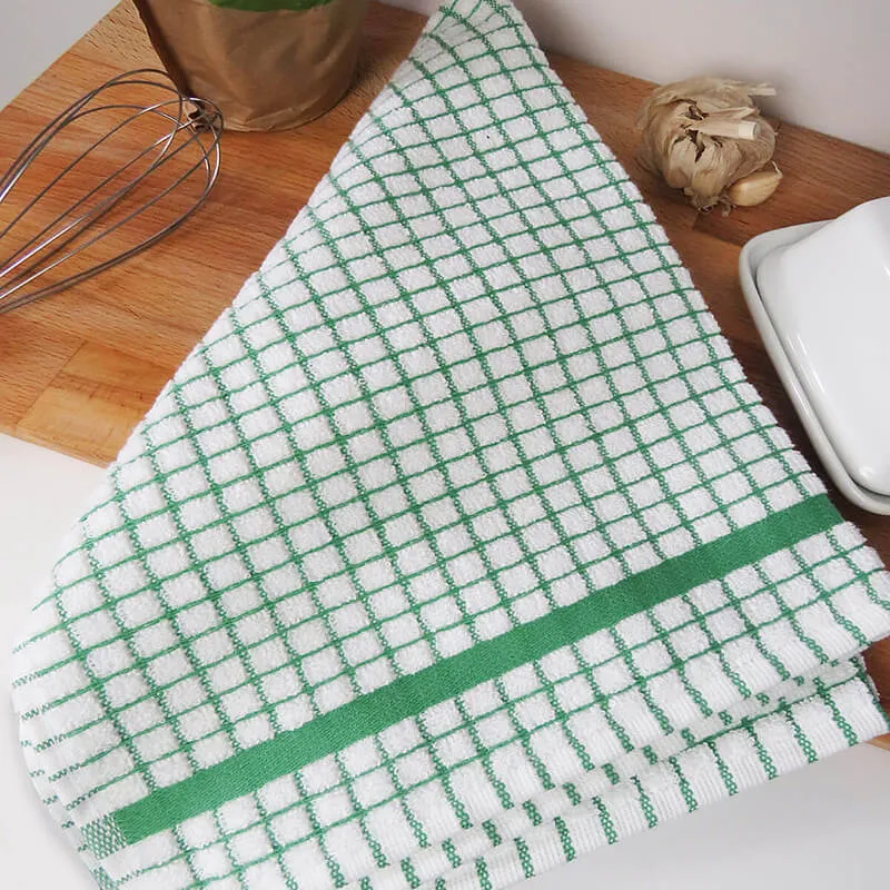D50650 GREEN Colour Irish Jacquard Woven Tea Towel Set of 3 Gaelsong