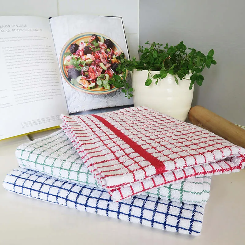 D50650 RED BLUE GREEN Colours Irish Jacquard Woven Tea Towel - Set of 3 Gaelsong