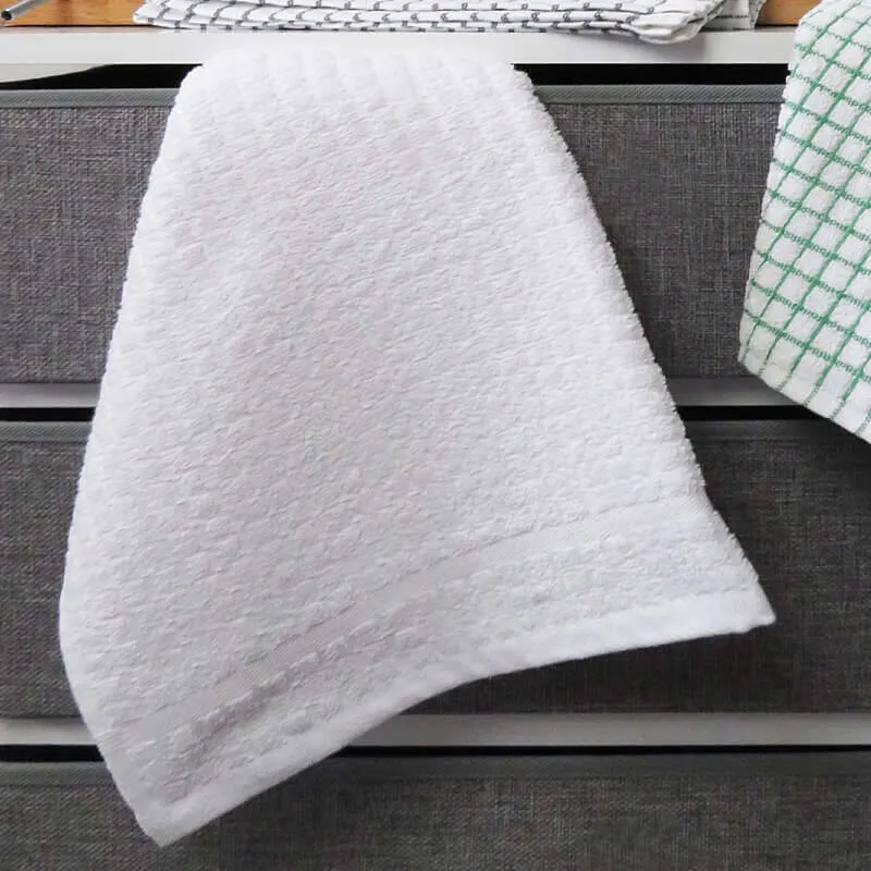 D50650 WHITE Colour Irish Jacquard Woven Tea Towel Set of 3 Gaelsong