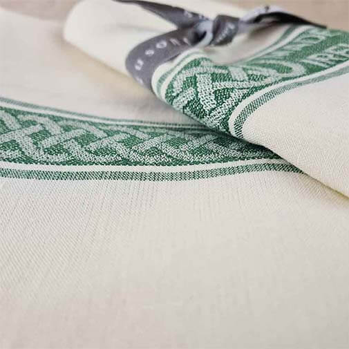 Celtic Knotwork Linen Tea Towels in Green