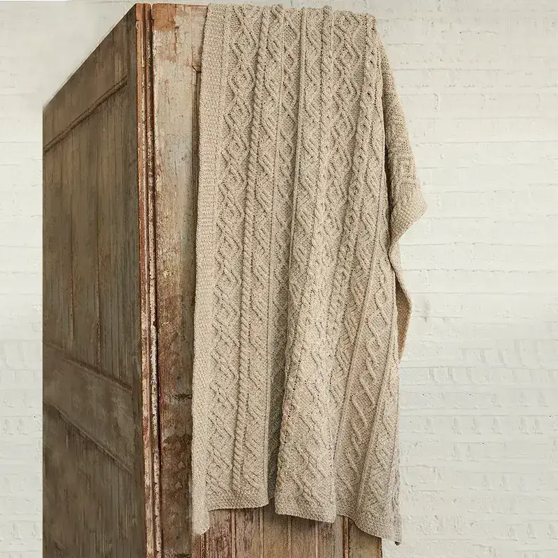 D50685 Supersoft Merino Aran Diamond Throw Lifestyle  Gaelsong