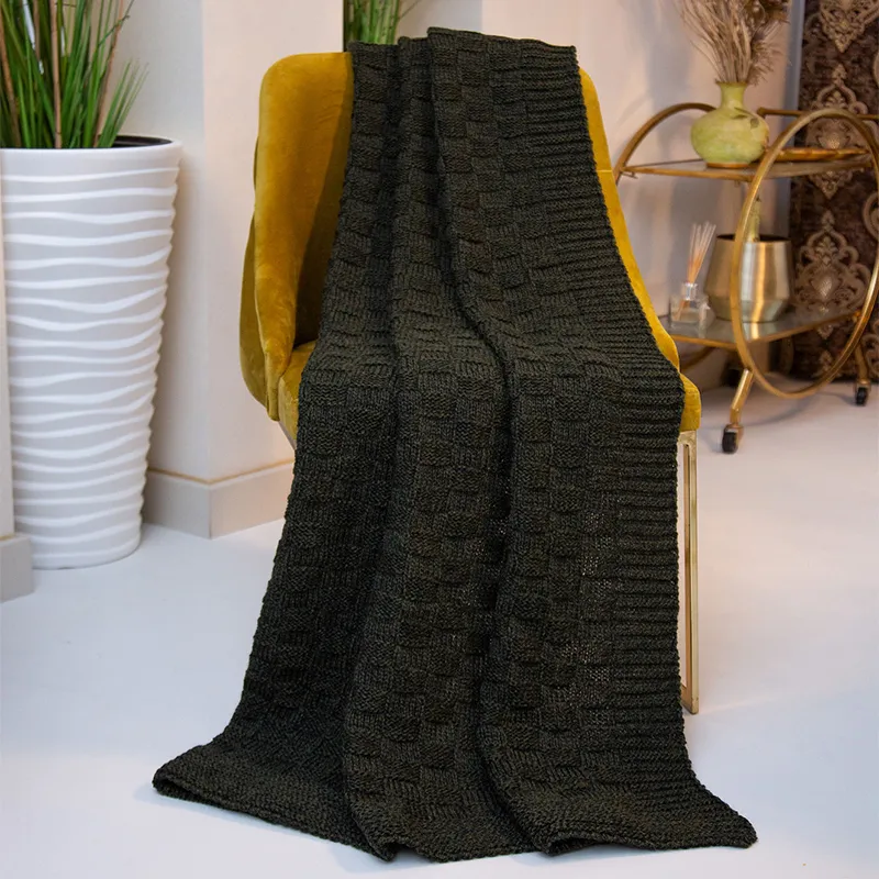 D50710 Irish Fisherman Wool Basket Stitch Throw ARMY GREEN Gaelsong