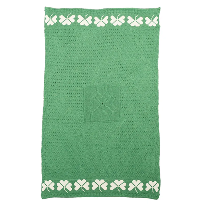 D50711 Merino Wool Honeycomb Throw with Shamrocks Full Size Gaelsong