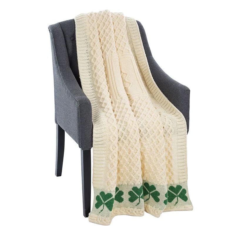 D50712 Irish Shamrock Cable Stitch Throw Lifestyle Gaelsong