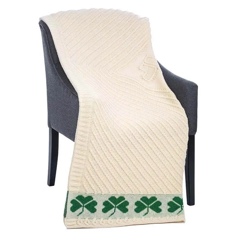 D50713 Pure Merino Irish Shamrock Throw Gaelsong