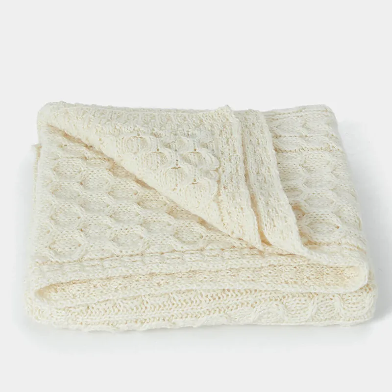 D50730 Worsted Wool Honeycomb Aran Knit Blanket Merino Shop online On Gaelsong