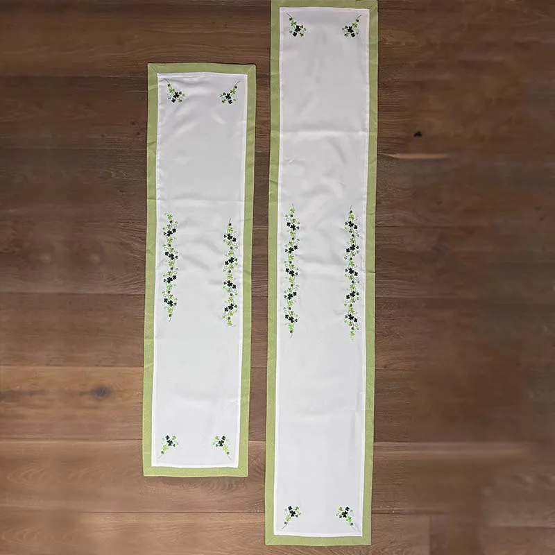 D50736 TABLE RUNNER 54 INCH and 72 INCH Embroidered Irish Shamrock Tablecloth Collection Gaelsong