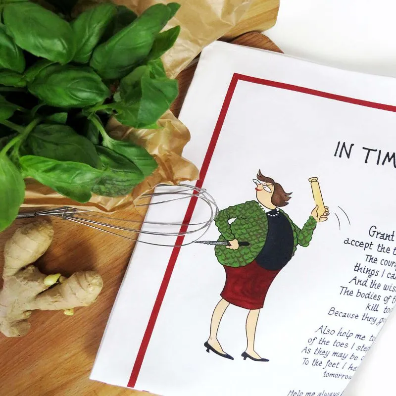 D50740 In Times of Stress Humorous Tea Towel Closeup Design View Gaelsong
