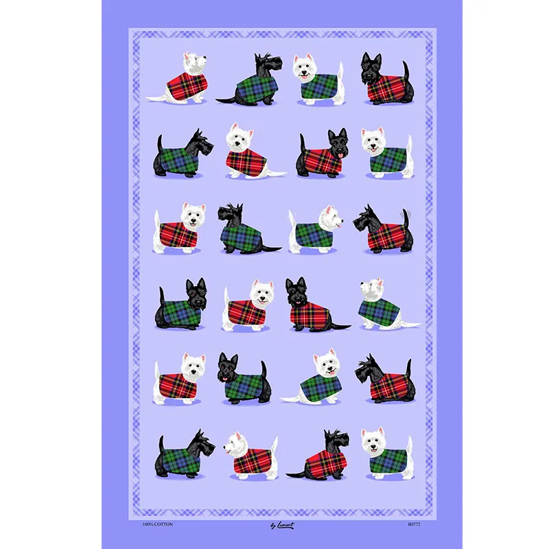 D50741 Cotton Scottie & Westie Tea Towel Studio Gaelsong