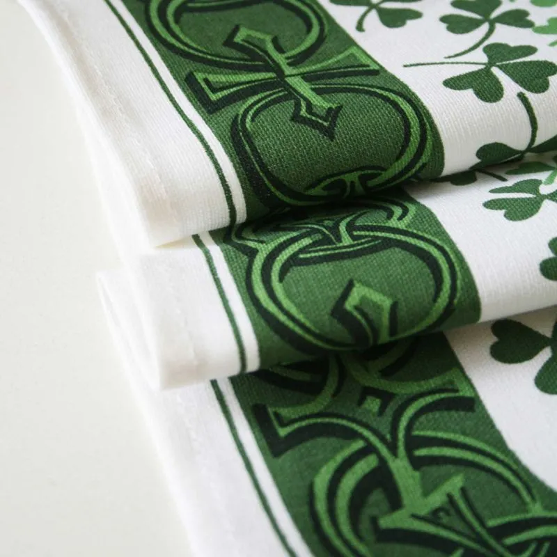 Shamrock Pattern Irish Linen Tea Towel view 2