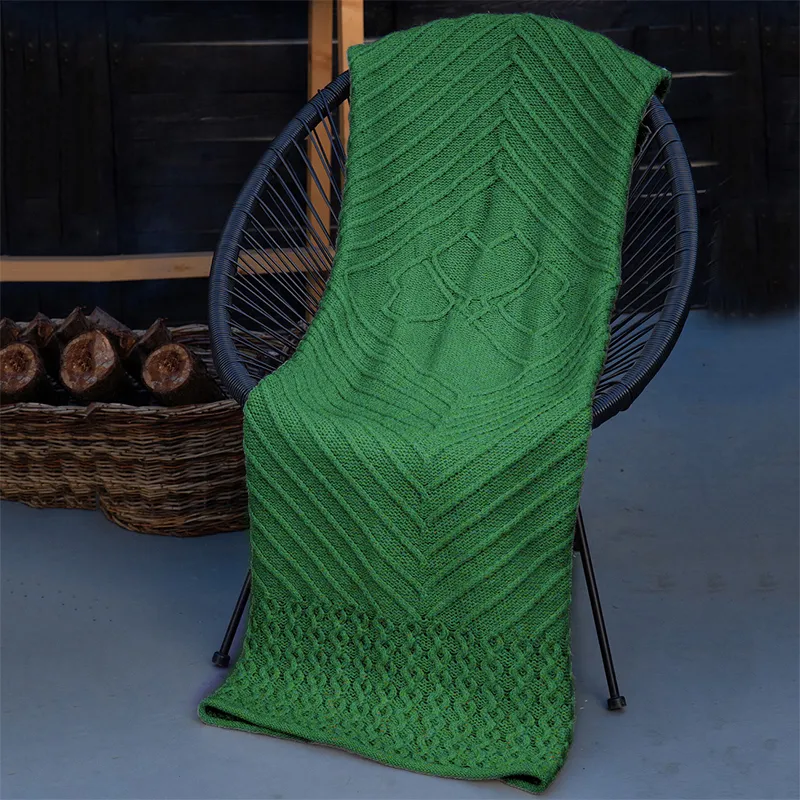 Shamrock Knit Aran Wool Blanket