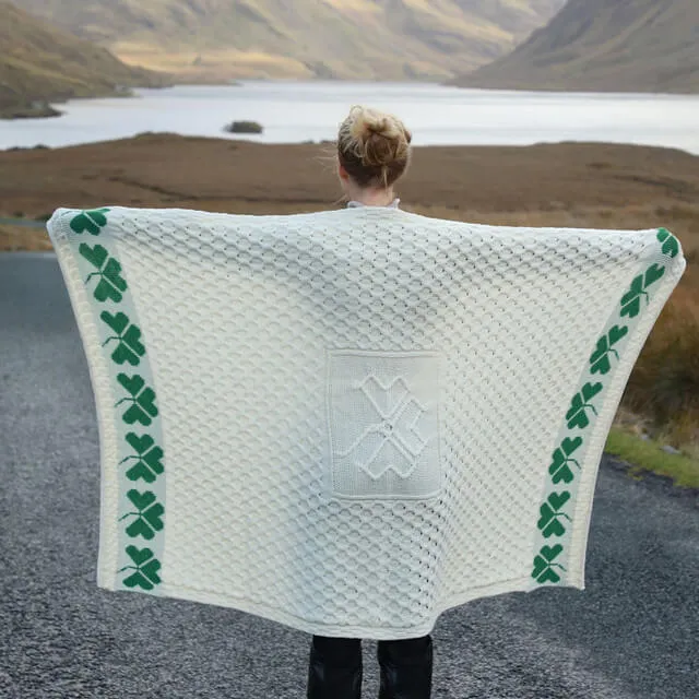 Merino Wool Shamrock Aran Knit Throw