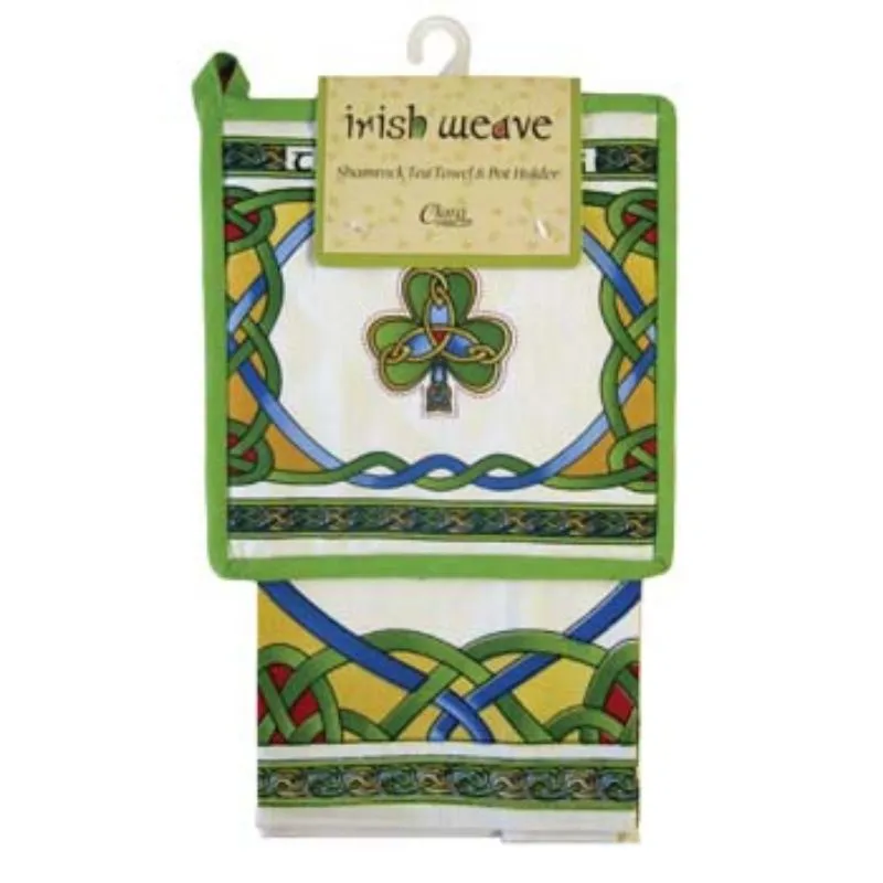 D50760  Irish Weave Cotton Kitchen Textiles Tea Towel  Pot Holder Gaelsong