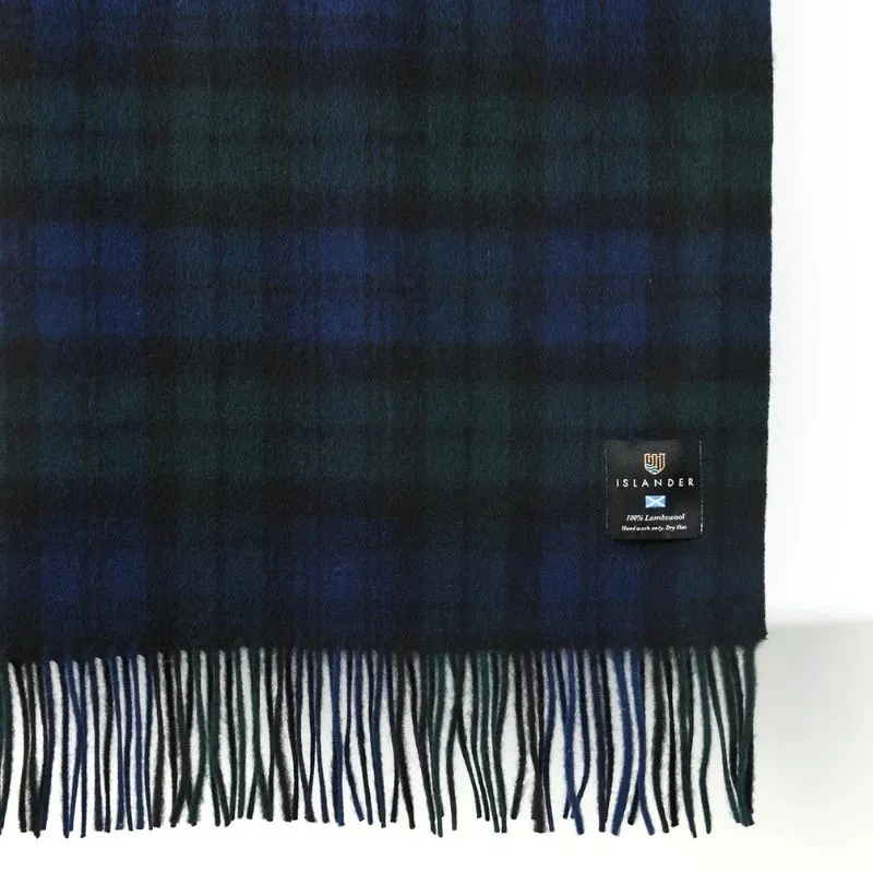 D50762 Scottish Tartan Lambswool Blanket Blackwatch Tartan Gaelsong