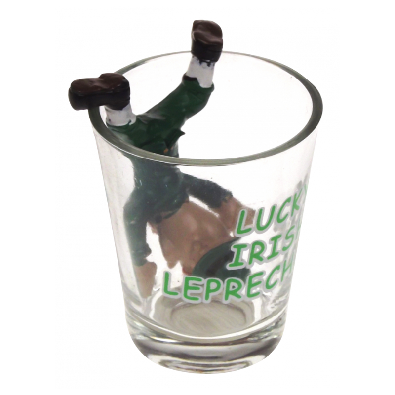 Irish Shot Glass with Funny Leprechaun Figurine view 3
