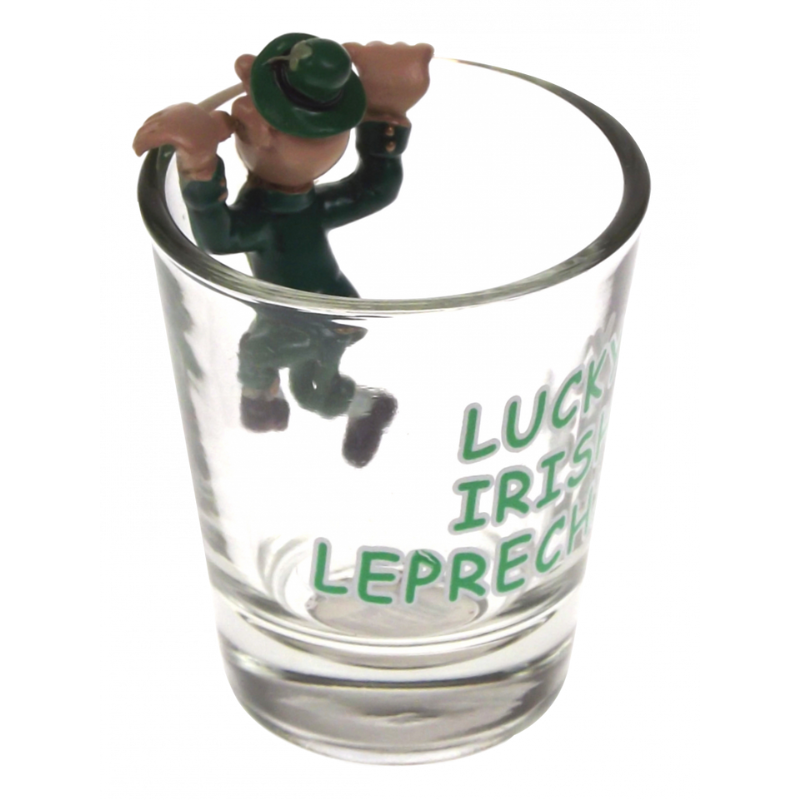 Irish Shot Glass with Funny Leprechaun Figurine view 2