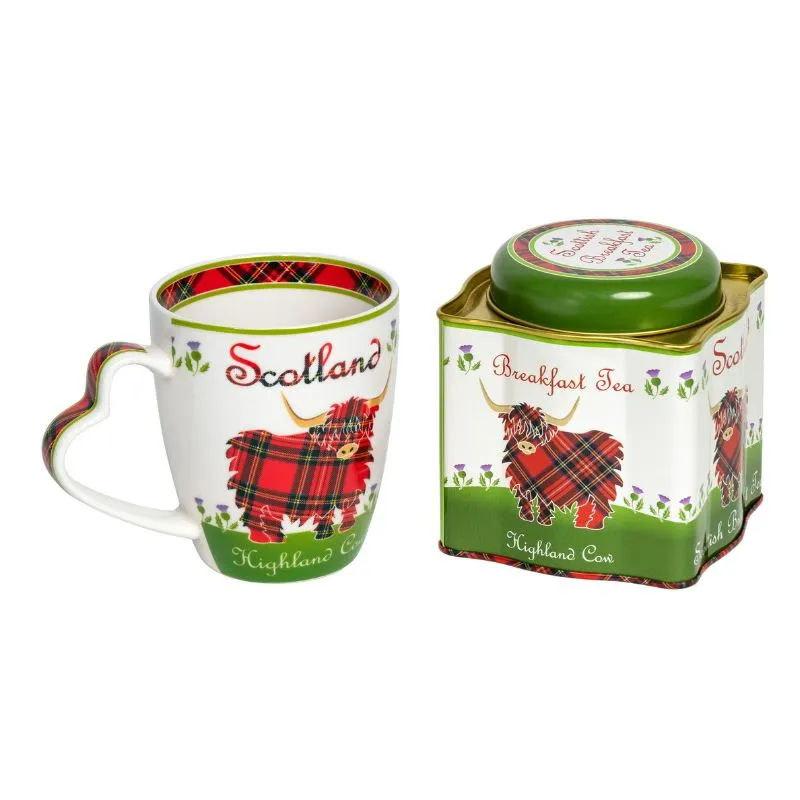 D63032 New Bone China Highland Cow Tea Collection Set of 2 Gaelsong