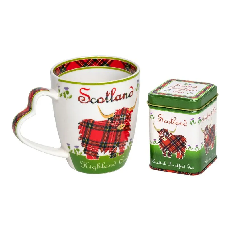 D63032 New Bone China Highland Cow Tea Collection Set of 2 Gaelsong