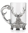 Stag Glass Tankard on White Background Gaelsong