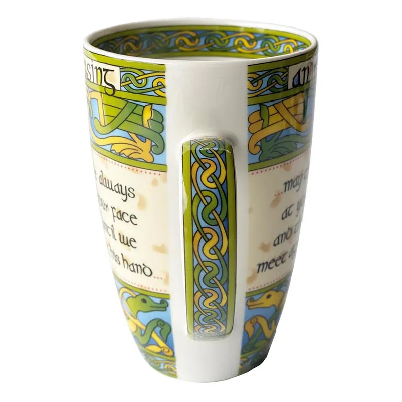 D63047S2 Bone China Irish Blessing Mug Set Celtic Knots Handle Design Gaelsong 
