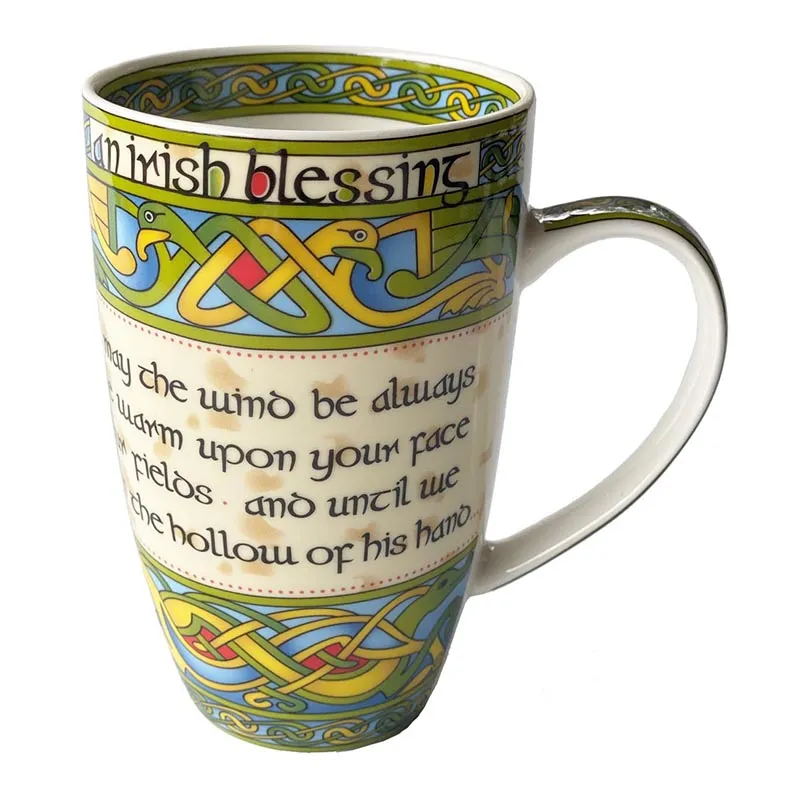 D63047S2 Bone China Irish Blessing Mug Set Knotwork Details Inside Design Gaelsong 