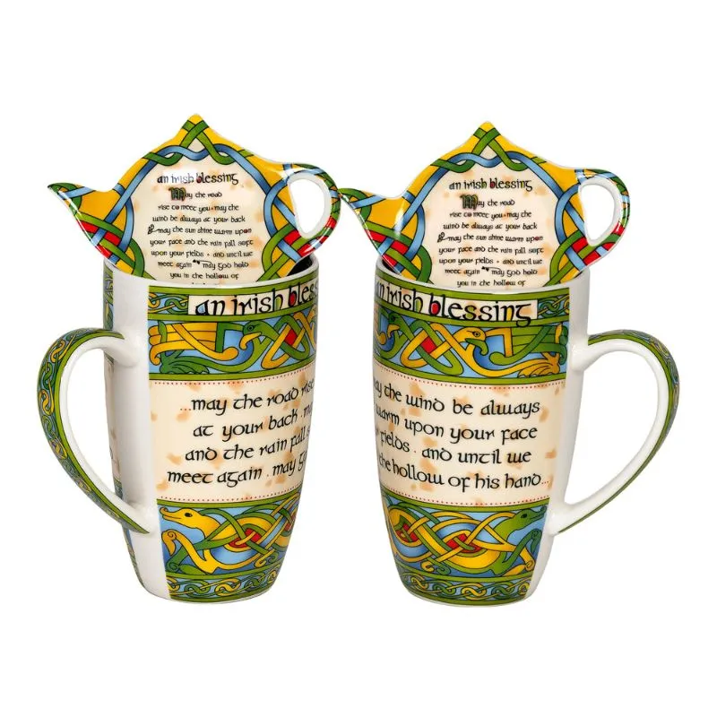 D63047S2 Bone China Irish Blessing Kitchen Set of 2 Mugs and 2 Teabags Gaelsong