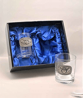 Pewter Whiskey Claddagh Glass Set