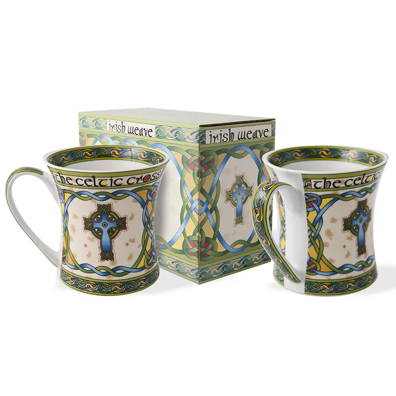 D63073S2 Celtic Cross Irish Mug Set of 2 Gaelsong