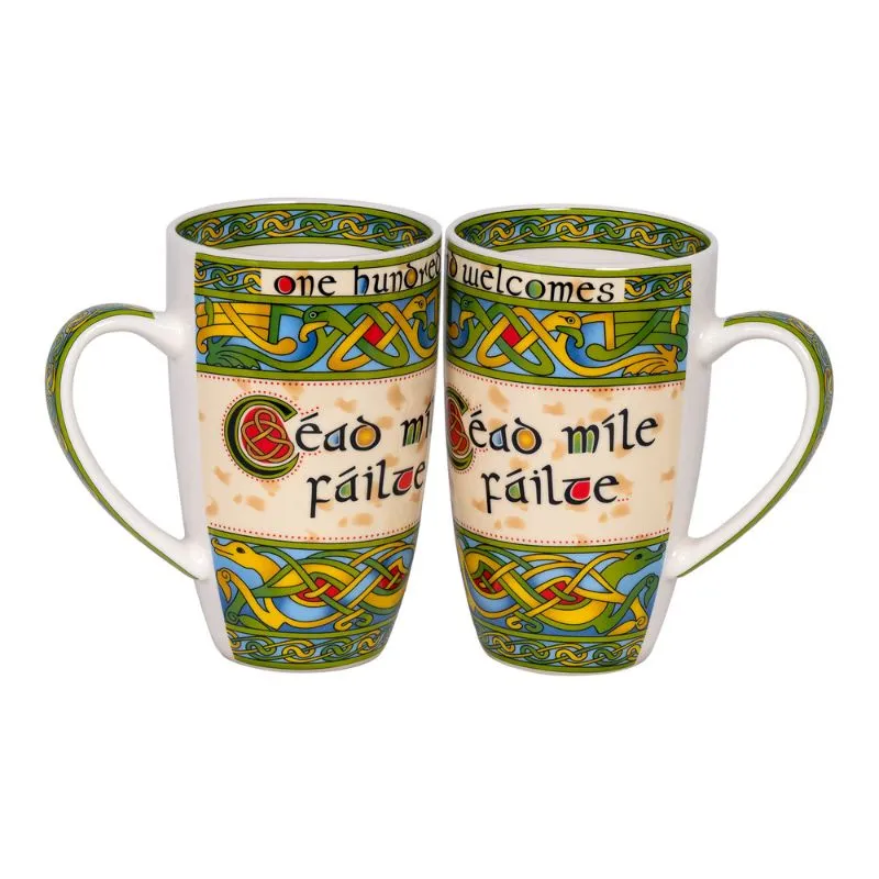 Cead Mile Failte Ceramic Irish Mug Set 2 Mugs