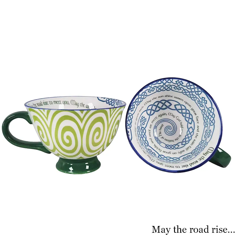 D63115 MAY THE ROAD RISE Irish Designed Latte Cup Gaelsong