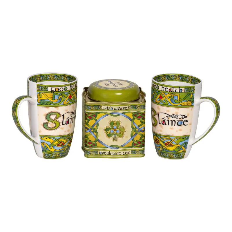 D63125 Traditional Bone China Irish Kitchen Set 2 Mugs with Tea Gaelsong