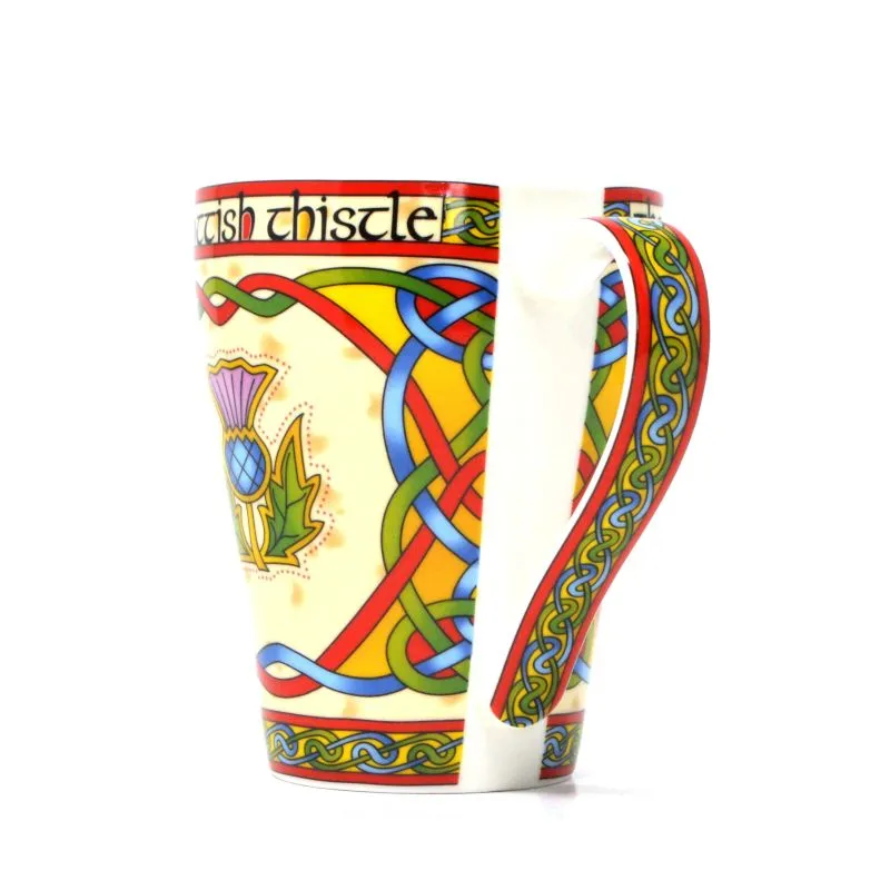 D63154 SINGLE Scottish Thistle Mug Collection Closeup Side Handle Knot Design  Gaelsong
