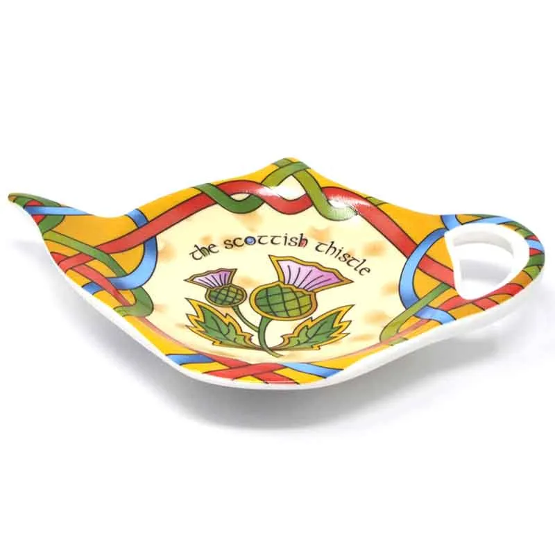 D63154 TEA BAG HOLDER Scottish Thistle Mug & Teabag Holder Collection Side View Gaelsong