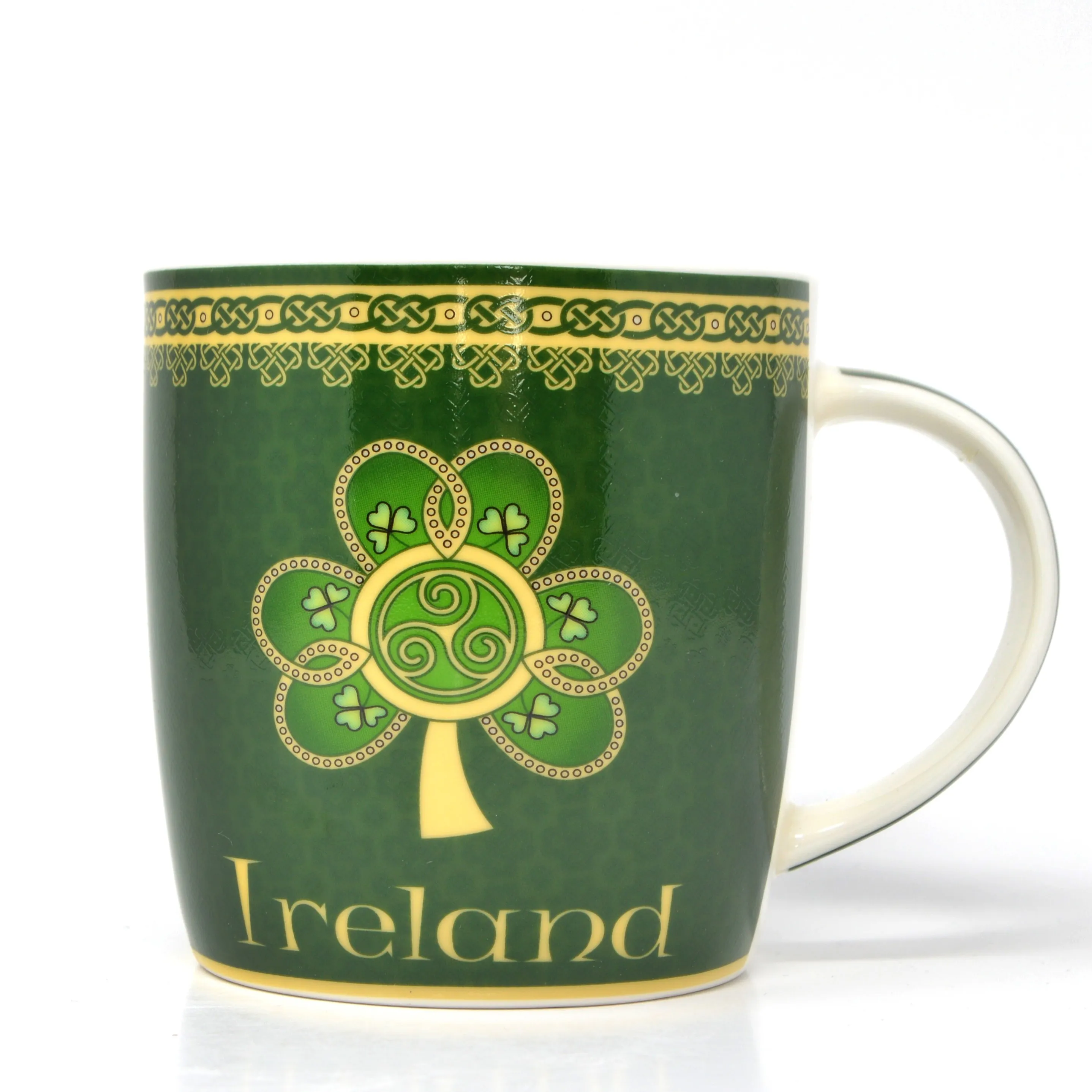 D63157 SINGLE MUG Bone China Ireland Shamrock Mug Closeup Design Gaelsong