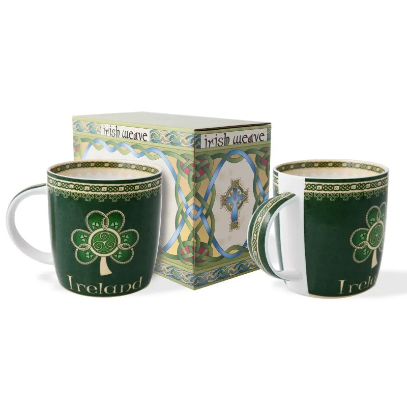 D63157 SET OF 2 Bone China Ireland Shamrock Mug Box Gaelsong