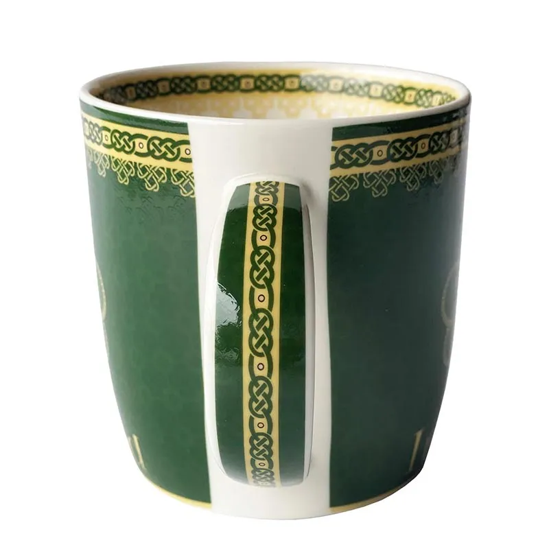 D63157 SINGLE MUG Bone China Ireland Shamrock Mug Closeup Handle View Design Gaelsong