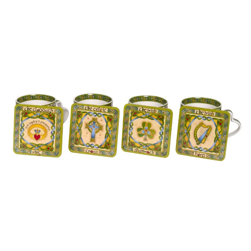 D63158 Claddagh Bone China Irish Tea 1 Coaster GaelsongD63158 Claddagh Bone China Irish Tea set of 4 Gaelsong