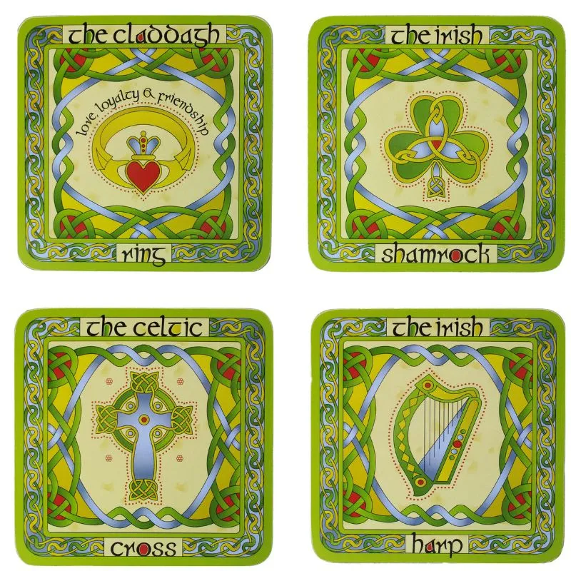 D63158 Claddagh Bone China Irish Tea Coasters Gaelsong