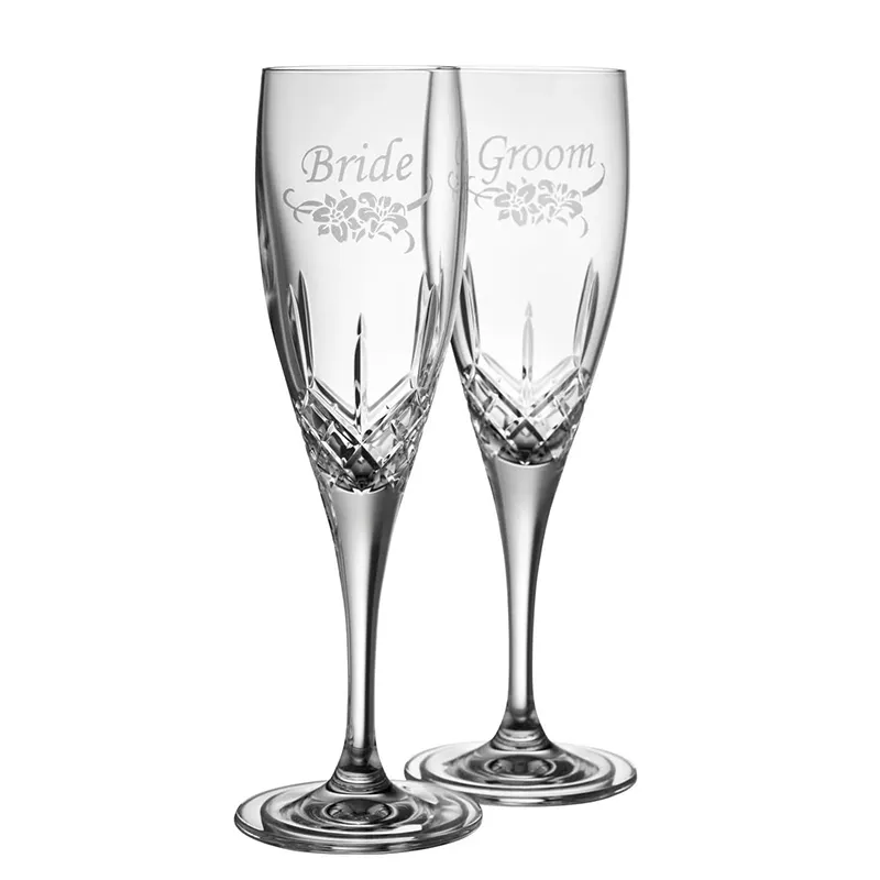Luxury Crystal Celtic Wedding Toasting Flutes Set