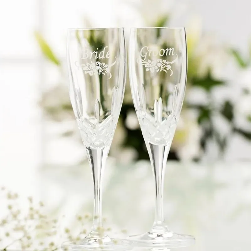 D63171 Luxury Crystal Celtic Wedding Toasting Flutes Set Lifestyle Gaelsong