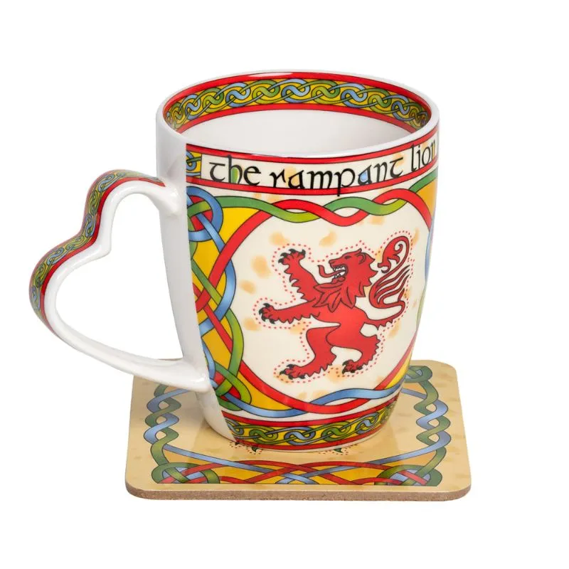 Book of Kells Mug & Coaster with Scottish Lion Rampant