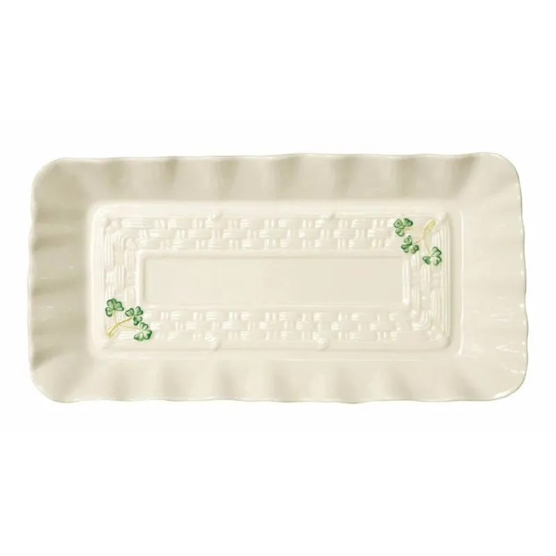 Hand-Painted Porcelain Irish Shamrock Rectangular Platter