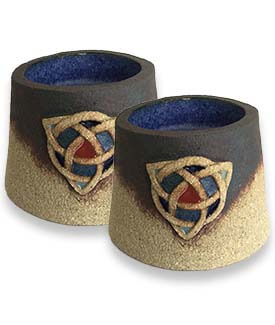 Irish Trinity Knot Stoneware Tealight Holder - Set of 2