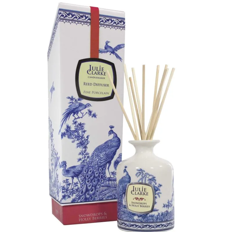 Porcelain Celtic Peacock Diffuser - Snowdrops & Hollyberries