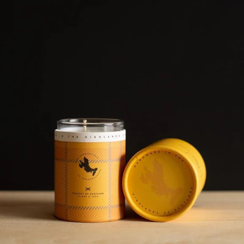 D67116 Handmade Highland Wild Gorse Candle - Small Back Side View  Gaelsong