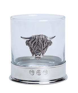 Pewter Highland Cow Whiskey Glass
