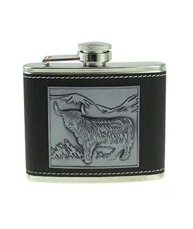 Embossed Highland Cow Hip Flask
